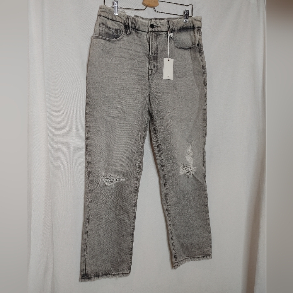 Good American Good Boy Distressed Jeans‎ Style# GBFH062BT 12 31 Washed Gray NEW - Picture 4 of 8